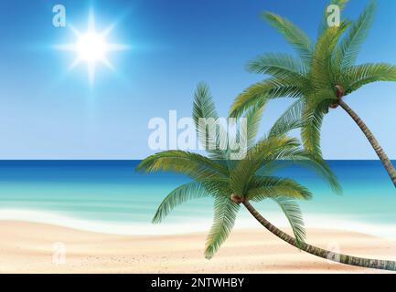 Illustration of coconut trees in the seashore Stock Vector Image & Art ...