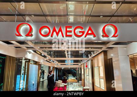 SHANGHAI, CHINA - FEBRUARY 28, 2023 - OMEGA Omega watches in Shanghai, China, February 28, 2023. Stock Photo