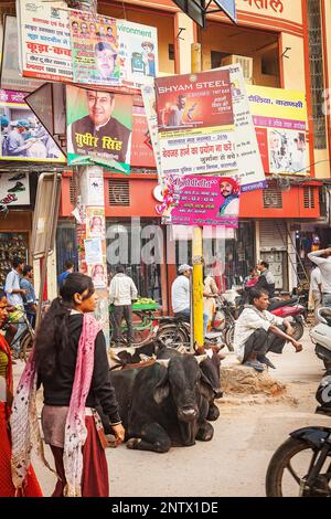 Godowlia Crossing ,downtown, Varanasi, Uttar Pradesh, India. Stock Photo