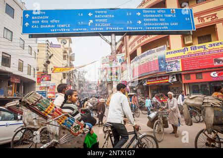 Godowlia Crossing ,downtown, Varanasi, Uttar Pradesh, India. Stock Photo