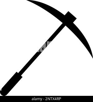 Flat pickaxe silhouette icon. Excavation tool. Mining. Editable vector. Stock Vector