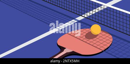 racket and ball for playing ping pong Stock Vector