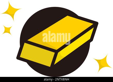Gold ingot and glitter mark icon. Editable vector. Stock Vector