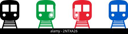 Train icon set. Subway. Editable vector. Stock Vector