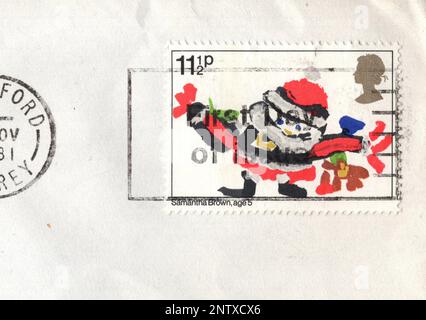 Detail from a United Kingdom Post Office first day cover 1981 featuring Christmas. Stock Photo