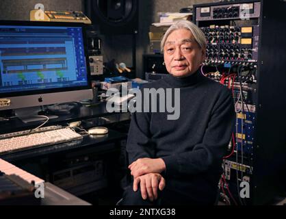 Haruomi Hosono (Harry Hosono), a Japanese musician, singer, songwriter and  record producer, speaks during an interview