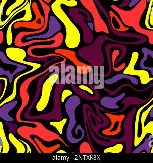 Abstract colourful seamless background. Psychedelic swirl pattern. Liquid groovy background. Stock Vector