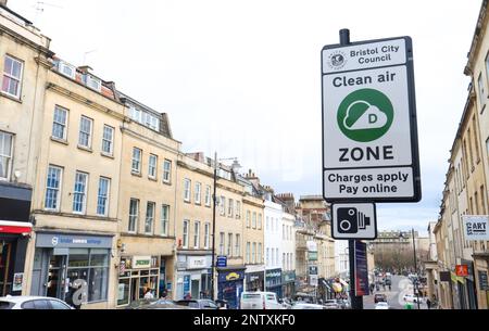 Bristol Clean Air Zone sign. Stock Photo
