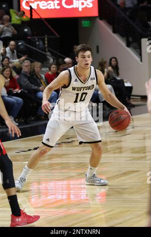 SPARTANBURG, SC - FEBRUARY 14: Nathan Hoover (10) guard of Wofford ...