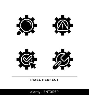 System changes black glyph icons set on white space Stock Vector
