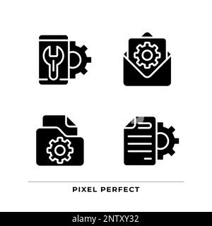 Configuration black glyph icons set on white space Stock Vector