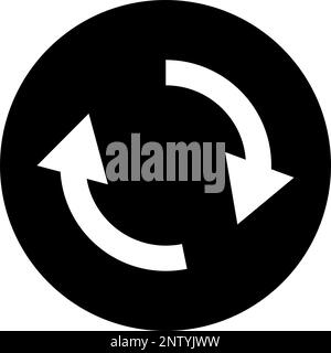 Round reload silhouette icon. Refresh and rotating arrows. Editable vector. Stock Vector