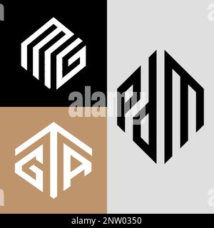 gta, pdm, mg, monogram, simple, modern logo and minimal logo design. This logo can be used for company, website and printing Stock Vector