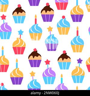 Cupcake seamless pattern design. Stock Vector