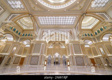 Abu Dhabi. Fragments of the architecture of the Presidential Palace of the United Arab Emirates in Abu Dhabi Stock Photo