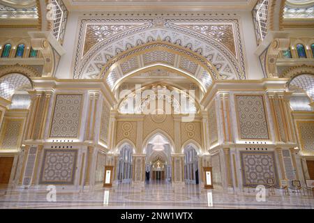 Abu Dhabi. Fragments of the architecture of the Presidential Palace of the United Arab Emirates in Abu Dhabi Stock Photo