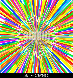 Multicolored rainbow spectrum starburst rays sparkly background texture. Stock Photo