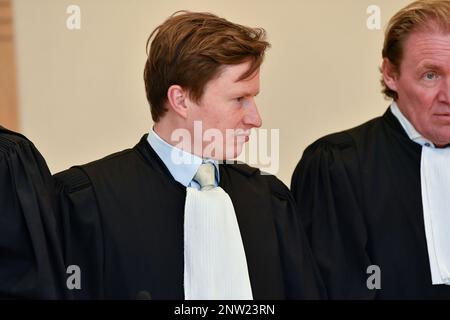 Illustration picture shows the jury constitution session at the assizes trial of Andrea C., before the Assizes Court of Limburg Province in Tongeren, Tuesday 28 February 2023. The accused is on trial for stabbing Massimo De Luca to death in Eisden, Maasmechelen, in June 2020. BELGA PHOTO JILL DELSAUX Stock Photo