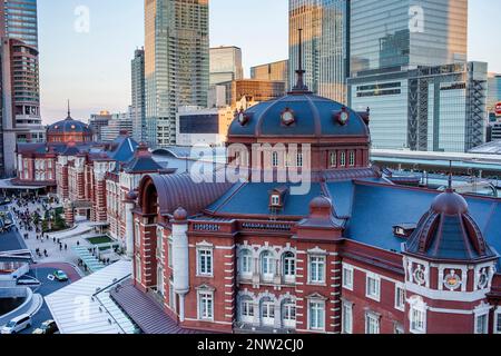 Tokyo Station and skyscrapers of Marunouchi , Marunouchi, Tokyo, Japan Stock Photo