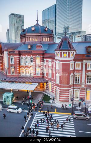 Tokyo Station and skyscrapers of Marunouchi , Marunouchi, Tokyo, Japan Stock Photo