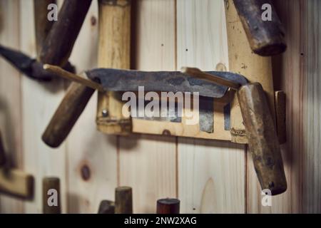 Hanji, traditional Korean paper, paper hanji fan handmade from mulberry trees, artisan Stock Photo