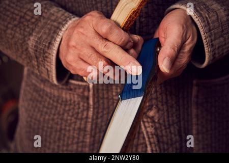 Hanji, traditional Korean paper, paper hanji fan handmade from mulberry trees, artisan Stock Photo