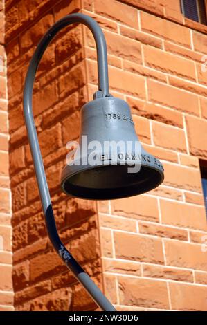 A mission bell on El Camino Real in California Stock Photo