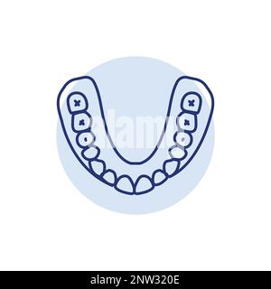 False teeth line icon. Dental prosthetic. Vector illustration Stock Vector