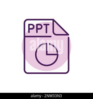 PPT file color line icon. Format and extension of documents Stock ...