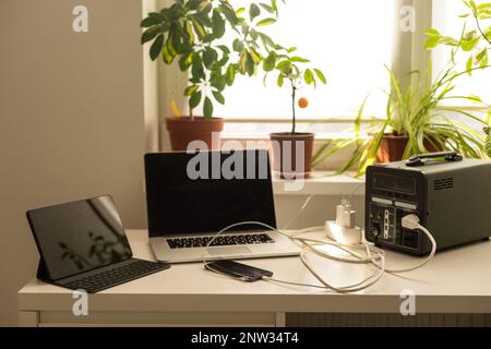 portable charging station charges gadgets Stock Photo