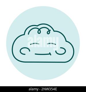 Blue kind character in the form of a cloud color line icon. Mascot of emotions. Pictogram for web page, mobile app, promo. Stock Vector