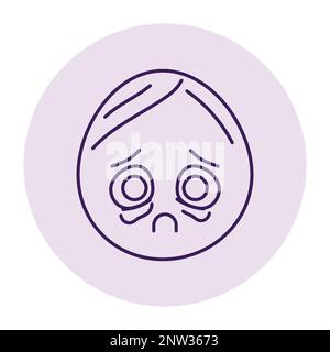 Oval blue crying character color line icon. Mascot of emotions ...