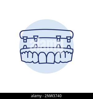 False teeth line icon. Dental prosthetic. Vector illustration Stock Vector