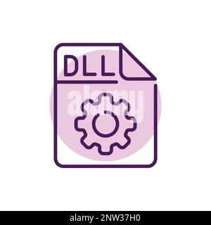 DLL file color line icon. Format and extension of documents. Stock Vector