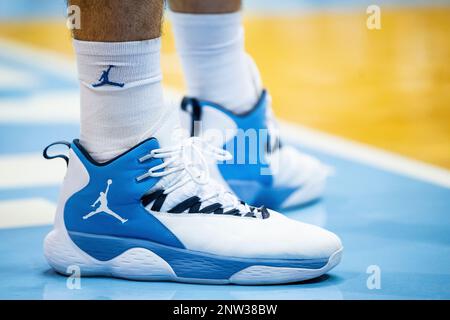 Louisville Cardinals basketball shoes during the NCAA College Basketball  game between the Louisville Cardinals and the North Carolina Tar Heels at  the Dean E. Smith Center on Saturday January 12, 2019 in