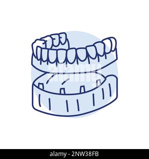 False teeth line icon. Dental prosthetic. Vector illustration Stock Vector