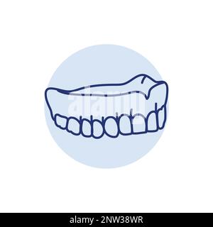False teeth line icon. Dental prosthetic. Vector illustration Stock ...