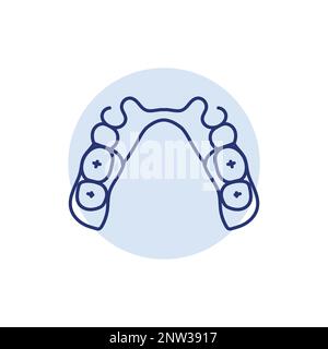 Removable partial denture line icon. Dental prosthetic. Vector illustration Stock Vector