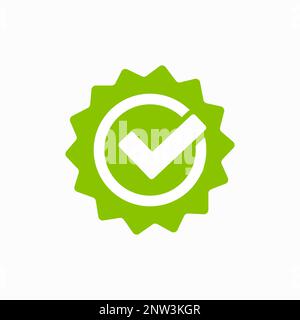 Check Mark vector icon in star badge. Symbol of approval. Stock Vector
