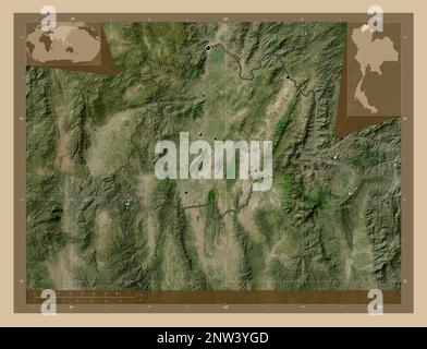 Chiang Rai, province of Thailand. Low resolution satellite map Stock ...