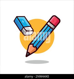 Pencil and eraser vector illustration . Stock Vector