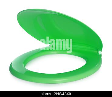 New green plastic toilet seat isolated on white Stock Photo