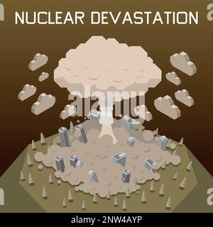 Natural and technological disaster isometric concept with water ...