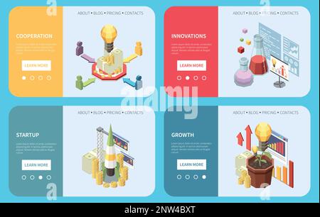 Crowdfunding and fundraising banner set with cooperation and startup symbols isolated vector illustration Stock Vector