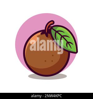 Sapodilla fruit cartoon illustration . Stock Vector