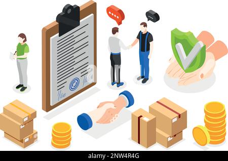 Esg environmental social governance taking care of staff rights isometric concept composition with 3d elements vector illustration Stock Vector