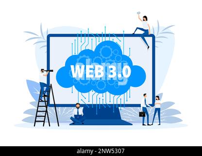 Web 3.0 is a new generation of the Internet. Internet blockchain technology. Stock Vector