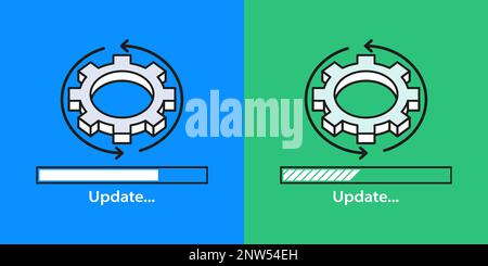 System software update and upgrade. Install new software. Installing app patch Stock Vector