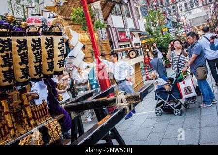 Street scene during Sanja Matsuri, near Senso-ji Temple.Asakusa.Tokyo city, Japan, Asia Stock Photo