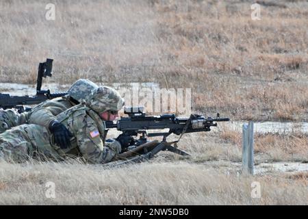 The soldiers from the 1st Battalion 175th Infantry are on Range 47B on Fort Dix during their Machine Gun Qualification, Medium and Light MG.  (Images provided by the U.S. ASA Fort Dix (TSC) Training Support Center / Dan Amburg) Stock Photo